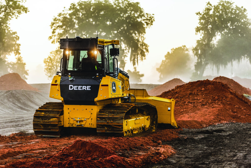 John Deere SmartGrade dozer using integrated 3D grade control to streamline late-fall site prep.