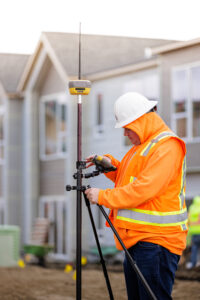 Topcon GNSS surveying equipment collecting accurate construction jobsite data