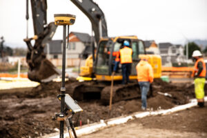 Connected equipment technology providing fleet monitoring and machine performance data at a construction site